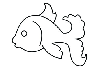 aquarium fish - cartoon simple outline schematic black and white vector illustration isolated on white