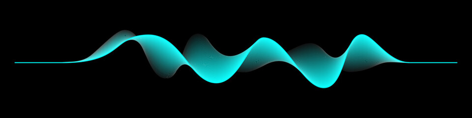 Abstract motion wave vector illustration. Blue design element for party, music or technology modern concept isolated on black background