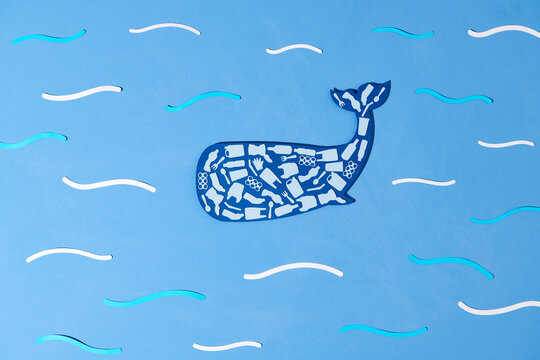 Stop ocean plastic pollution illustration with Plastic inside