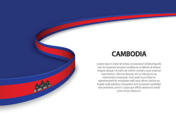 Wave flag of Cambodia with copyspace background
