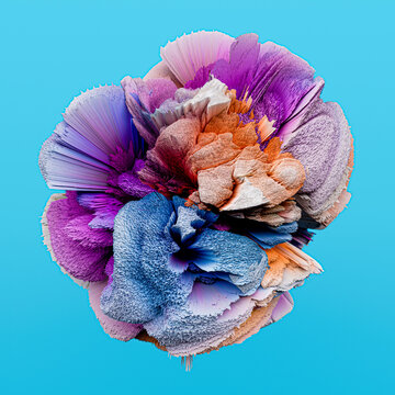 Colorful bursting abstract 3D shape
