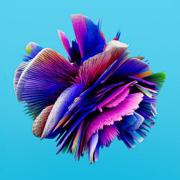 Colorful bursting abstract 3D shape