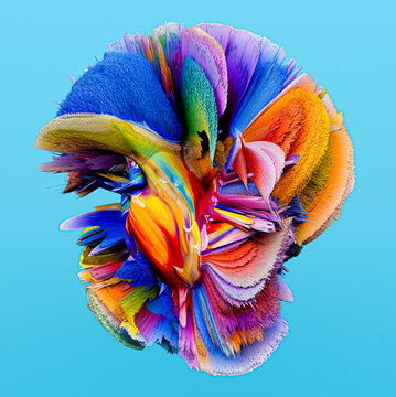 Colorful bursting abstract 3D shape