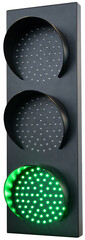 Isolated traffic light on green