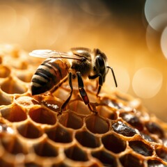 Bee With Honeycomb