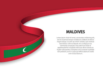 Wave flag of Maldives with copyspace background
