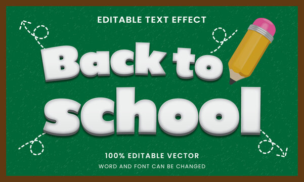 back to school 3d graphic style editable text effect
