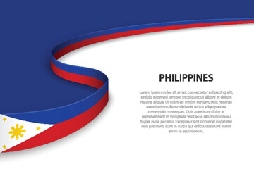 Wave flag of Philippines with copyspace background