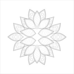 Fototapeta premium Mandala art for coloring book and art therapy. Doodle vector of flowers for coloring sheet for every age.