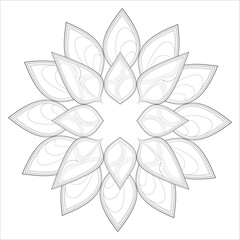 Mandala art for coloring book and art therapy. Doodle vector of flowers for coloring sheet for every age.