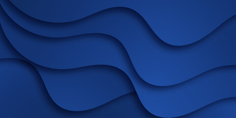 abstract dark blue paper and overlap wave curve line dimension modern website banner design vector background