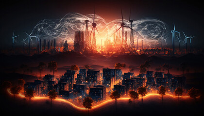 Fototapeta premium burning fire in the night, Generative AI