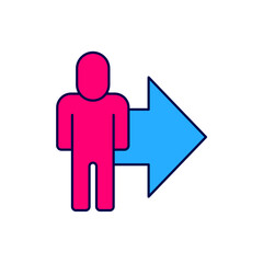 Filled outline Leader of a team of executives icon isolated on white background. Vector