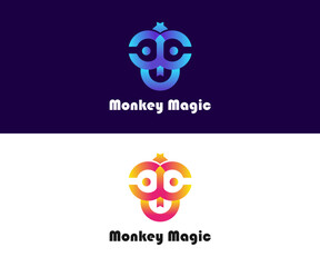 monkey magic editable vector logo design 