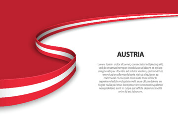 Wave flag of Austria with copyspace background - obrazy, fototapety, plakaty