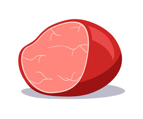 Ham, smoked pork meat cut into piece, delicatessen cooked leg and sandwich ingredient