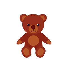 Teddy bear, cute brown toy for sweet cuddles, sitting cuddly stuffed soft doll to play