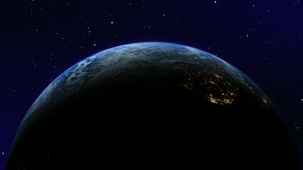 Fototapeta na wymiar sunrise view from space on planet earth, 3d space scene