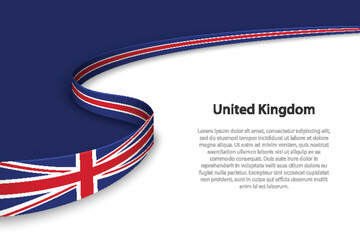 Wave flag of United Kingdom with copyspace background