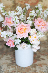 Beautiful bouquet with pink roses