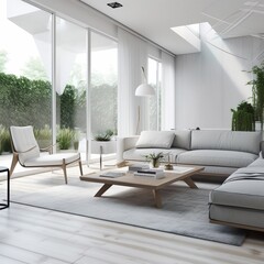 Modern interior design of a living room with minimalistic design and nordic furniture - Alternative 1