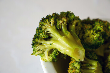 boiled broccoli close-up,piece of boiled broccoli,