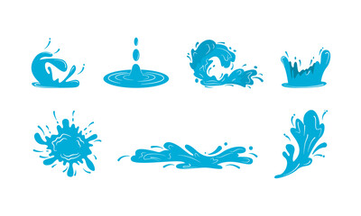 Set of Water Splash and spray. Set of waterdrop Vector illustration