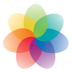 Obraz premium Happy Easter Rainbow Style Blank Template with Seven Eggs Making Circle Shape Like Basic Color Palette - Multicolor Elements on White Background - Hand Crafted Design