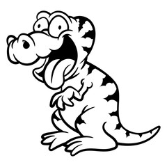 Cartoon illustration of Tyrannosaurus Rex happy and smile. Best for outline, logo, and coloring book with jurassic themes for Kids