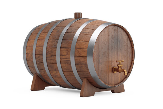 Wooden Oak Barrel. 3d Rendering