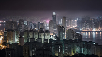 city skyline at night