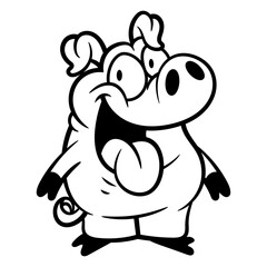 Cartoon illustration of Piggy Bank happy and smile. Best for outline, coloring book, and logo with savings theme for kids