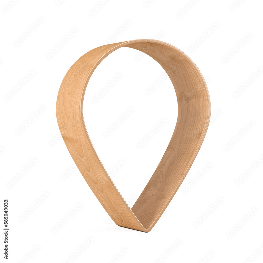 Poster abstract wooden target destination map pointer pin. 3d rendering