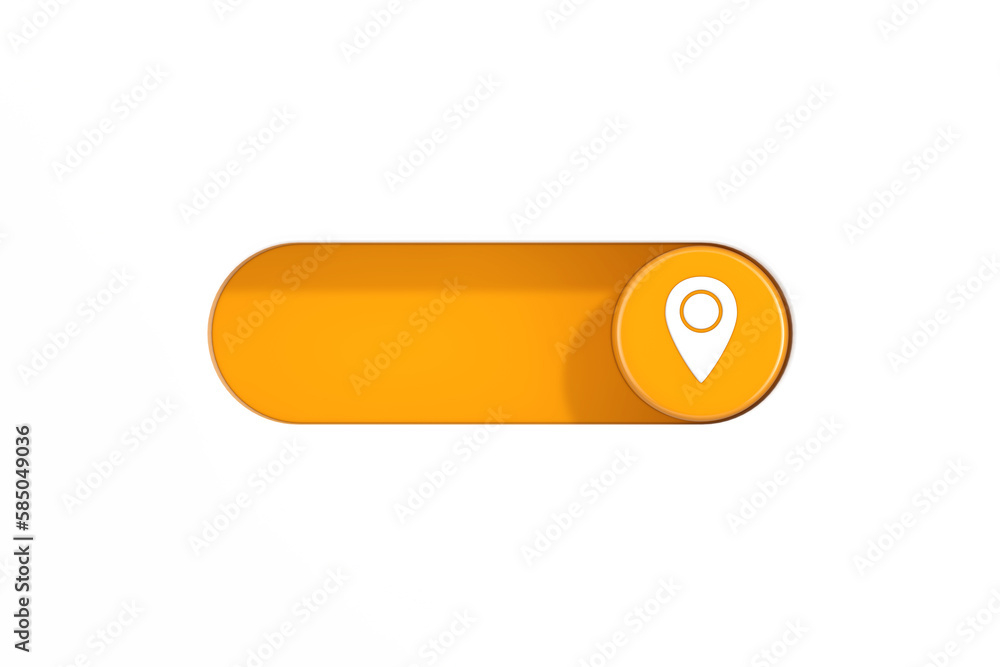 Aufkleber Yellow Toggle Switch Slider with Map Pointer Pin Icon. 3d Rendering