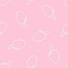 Pink seamless pattern with white outline ice cream