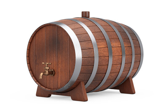 Wooden Oak Barrel. 3d Rendering