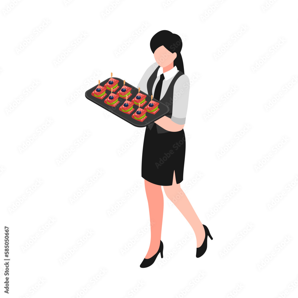 Canvas Prints isometric banquet waitress