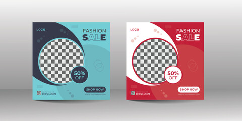Modern and creative fashion sale shopping social media post design template