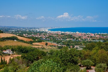 Fototapeta na wymiar View of countryside and Rimini city