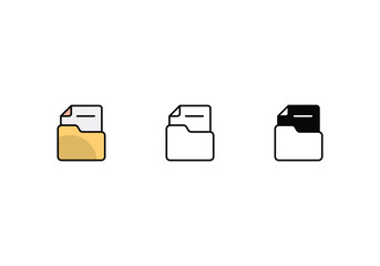 folder icons set with 3 styles, vector stock illustration