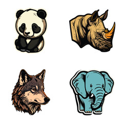 Animals Flat Icon Set Isolated On White Background
