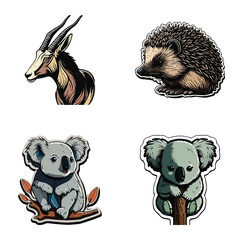 Animals Flat Icon Set Isolated On White Background