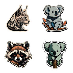 Animals Flat Icon Set Isolated On White Background