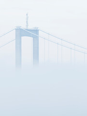 Cable-Stayed Bridge in Foggy Awe.