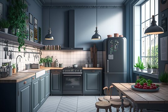 Amazing and classy images of kitchen interior design AI generated illustrations