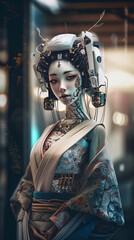 Cyberpunk Geisha Robot, Generative AI