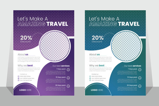 Travel  flyer, tour flyer, agency, company, corporation, flat, design, template, vector, travel agency,  page, layout, brochure, flyer, paper, menu, folder, leaflet&rsquo;s  , a4, stylish, creative, 