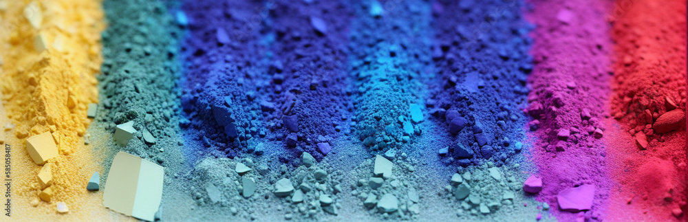 Wall mural illustration of an array of colorful eyeshadows in a makeup palette created with generative ai techn