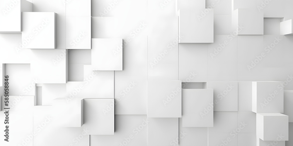 Poster random shifted white cube boxes block background wallpaper banner with copy space