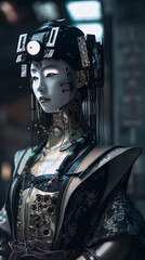 Cyberpunk Geisha Robot, Generative AI